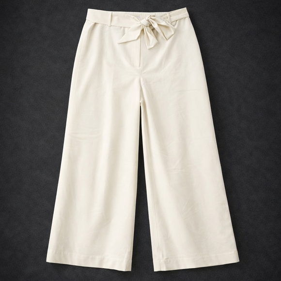 ANTONIO MELANI Jade Wide Leg Paperbag Waist Cropped Pants – Size 10 – Creamy Off - Picture 5 of 13